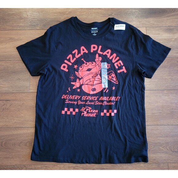 Pizza Planet Pixar Shirt XL Black Delivery Alien Red Old Navy Unisex - Picture 2 of 11